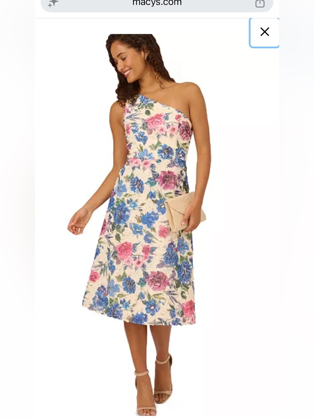 Adrianna Papell
Women's Asymmetric-Neck Soutache Midi Dress sz 6